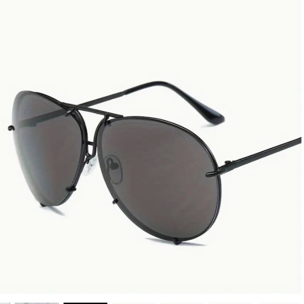 Miz Le Porsche Oversized Aviator Sunnies Ombre Clear Brown or Black Tinted - Picture 4 of 9